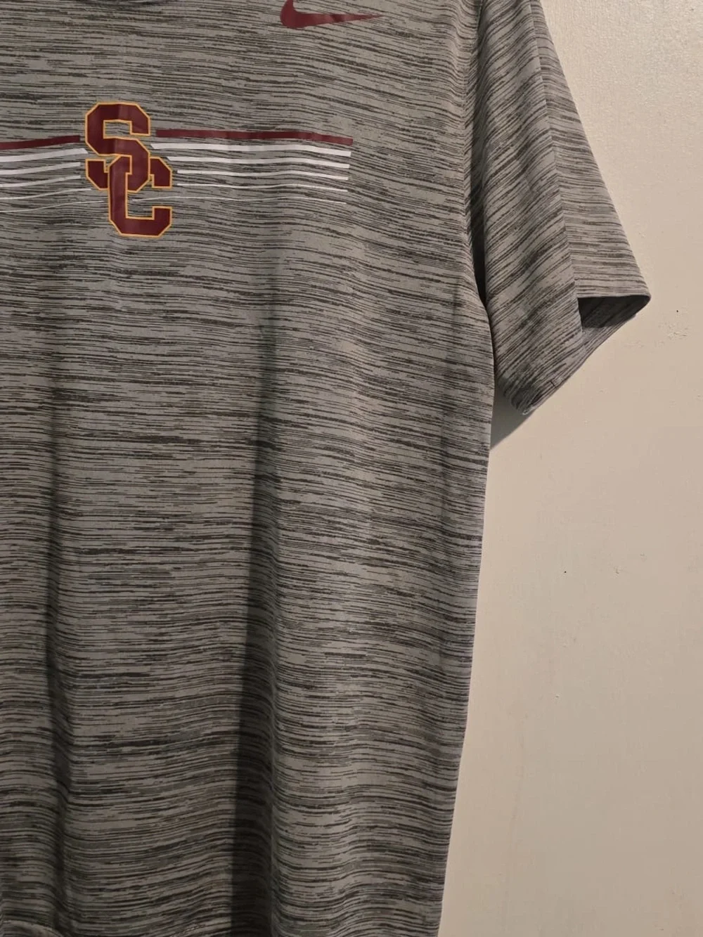Nike Gray USC Heathered Dri-FIT Tee with Cardinal Logo